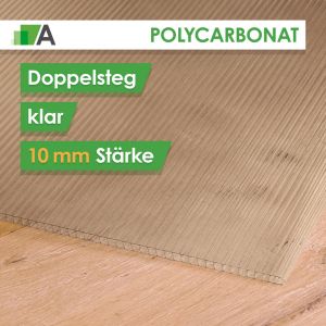 Polycarbonat Doppelstegplatte - 2-fach - klar- 10 mm stark