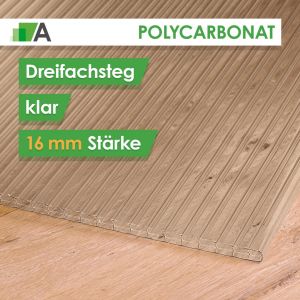 Polycarbonat Hohlkammerplatte 3-fach - klar - 16 mm stark