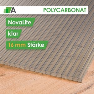 Polycarbonat Hohlkammerplatte Nova-Lite - klar - 16 mm - 980 mm Breit