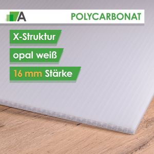 Polycarbonat Hohlkammerplatte X-Struktur - opal- 16 mm stark