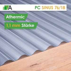 Polycarbonat Wellplatten Sinus 76/18 - Athermic - 1,1 mm stark - 1116 mm Breit