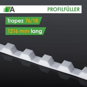 Profilfüller Trapez 76/18 weiß, 1216 mm lang 