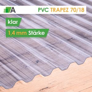 PVC Wellplatten Trapez 70/18 - klar - 1,4 mm stark - 1095 mm Breit