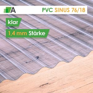 PVC Wellplatten Sinus 76/18 - klar - 1,4 mm stark - 1120 mm Breit