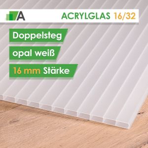 Acrylglas Doppelstegplatte opal weiß 16/32, 16 mm stark, 2-fach