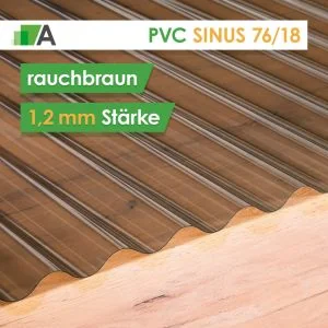 PVC Wellplatten Sinus 76/18 - rauchbraun - 1,2 mm stark - 900 mm Breit